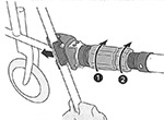 イラスト：車いすとJINRIKIの取り付け部分の様子