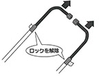 イラスト：車いすとJINRIKIの取り付け部分の様子