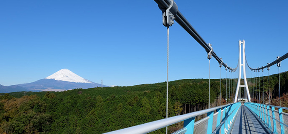 写真：吊橋から見た快晴時の富士山