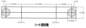 イラスト：カーリング競技に用いられている全体の寸法