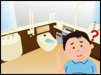 イラスト：多目的トイレで困っている男性