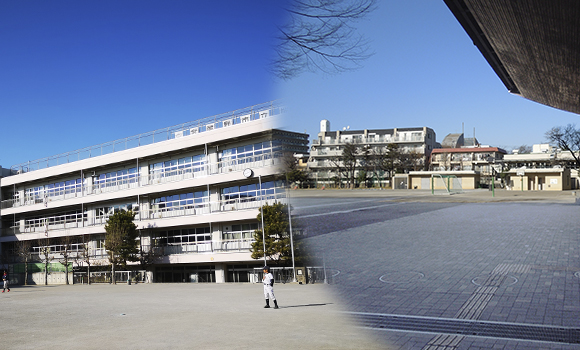 写真：大野田小学校と桜野小学校の広々とした校庭の様子