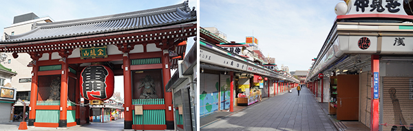 写真：雷門と仲見世商店街