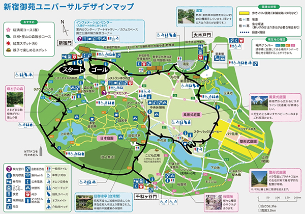 写真：地図は実際に編集部員が通ったルートを黒い矢印線で示している